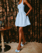 PRIYA FLEUR SATIN BLEU