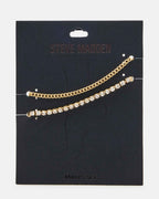 2-PIECE RHINESTONE CHAIN ANKLET SET