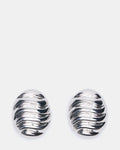 GROOVED CIRCULAR STUD EARRINGS SILVER