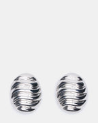 GROOVED CIRCULAR STUD EARRINGS SILVER - SILVER / ONESZ
