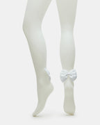 BRIDAL BOW TIGHTS SHEER WHITE - WHITE / S/M