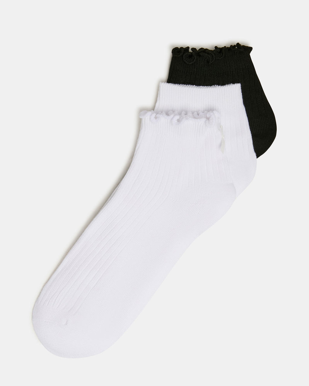 3 PACK EMMA LETTUCE EDGE SOCKS WHITE/BLACK