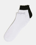 3 PACK EMMA LETTUCE EDGE SOCKS WHITE/BLACK