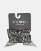 NŒUD POUR CHEVEUX EN MAILLE STRASS NOIR/ARGENT