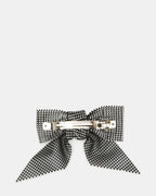 NŒUD POUR CHEVEUX EN MAILLE STRASS NOIR/ARGENT