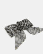 NŒUD POUR CHEVEUX EN MAILLE STRASS NOIR/ARGENT