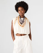 BOHO FLORAL SQUARE SCARF IVORY