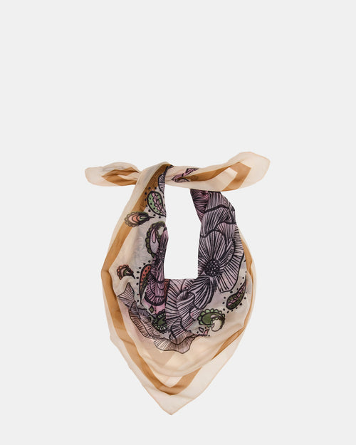 BOHO FLORAL SQUARE SCARF IVORY - IVORY / 1SFM