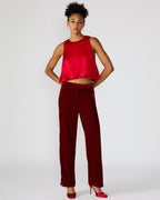 PANTALON TONIA VELOURS ROUGE