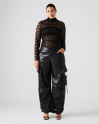 PANTALON DUO EN CUIR VÉGAN NOIR