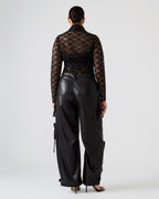 PANTALON DUO EN CUIR VÉGAN NOIR