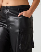 PANTALON DUO EN CUIR VÉGAN NOIR