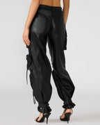 PANTALON DUO EN CUIR VÉGAN NOIR