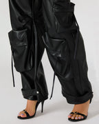 PANTALON DUO EN CUIR VÉGAN NOIR