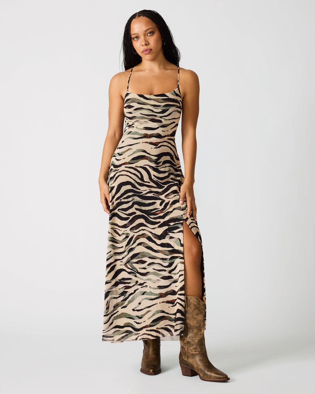 ADELLA DRESS CARAMEL ZEBRA