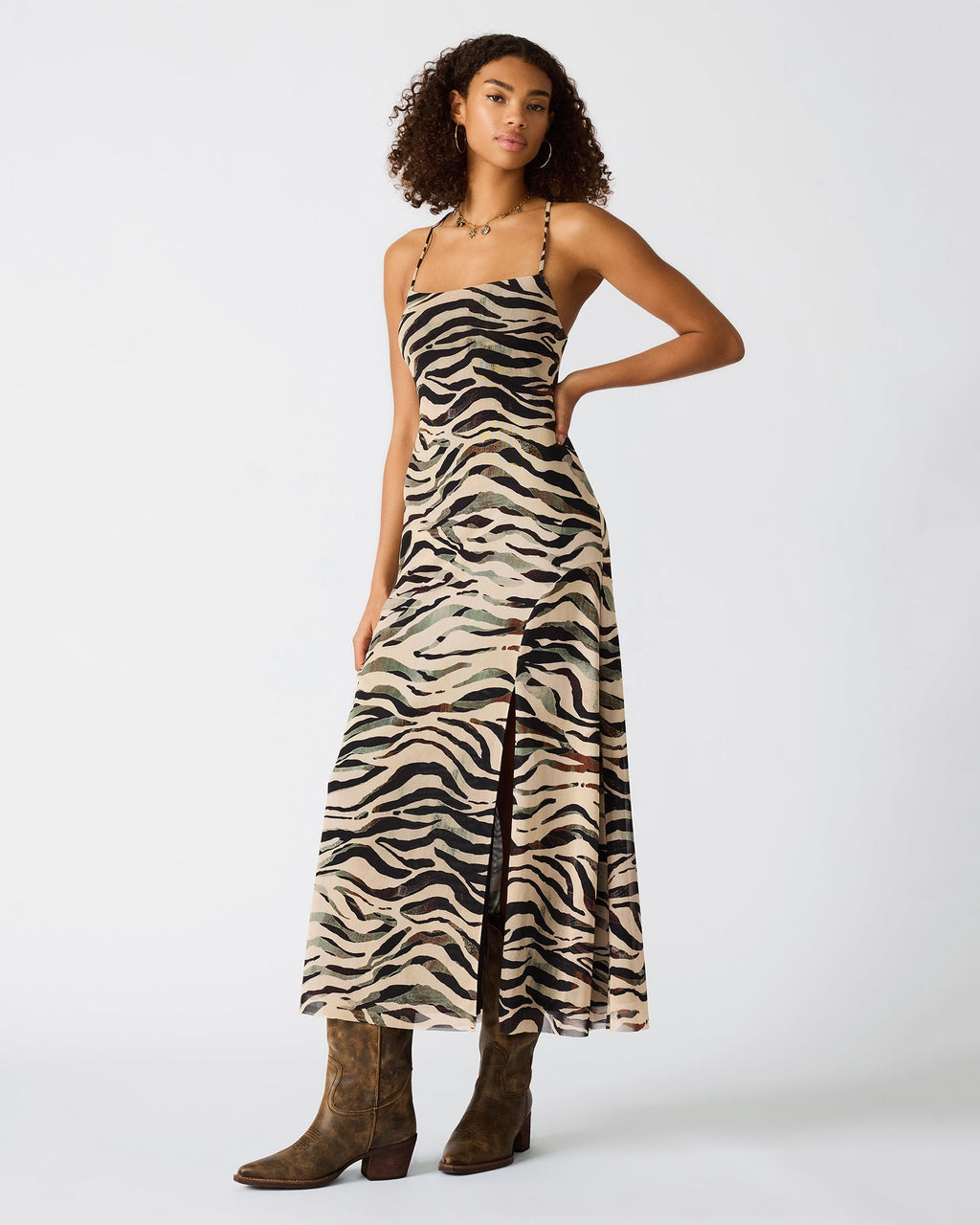 ADELLA DRESS CARAMEL ZEBRA