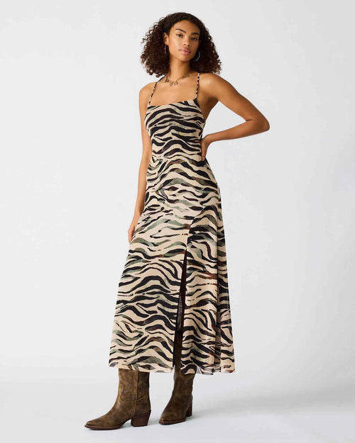 ADELLA DRESS CARAMEL ZEBRA