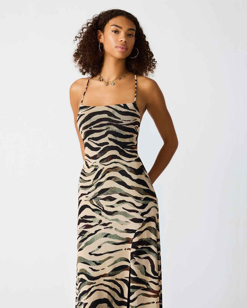 ADELLA DRESS CARAMEL ZEBRA
