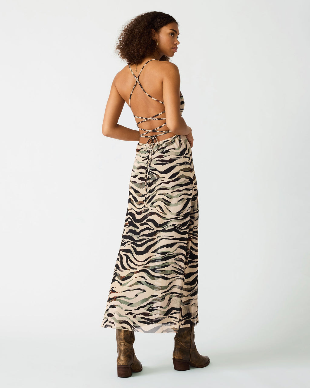 ADELLA DRESS CARAMEL ZEBRA