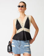 ELINOR TOP BLACK - BLACK / XXS