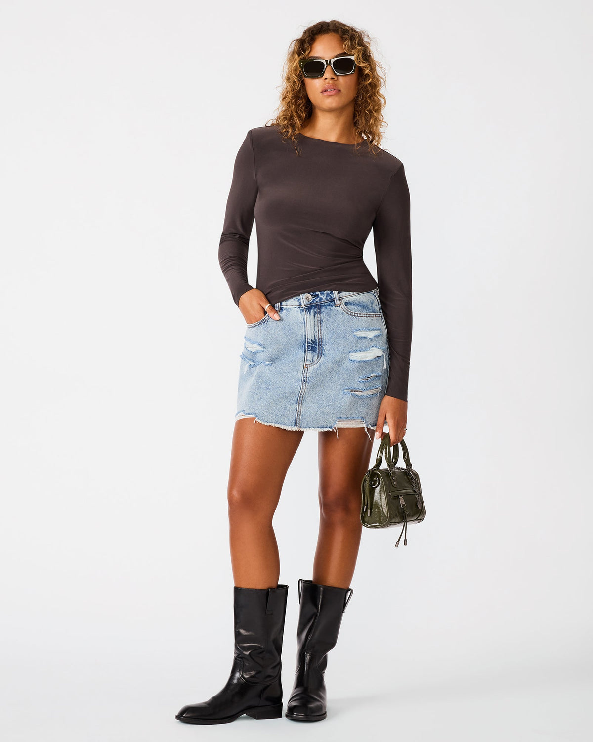 SELINE KNIT TOP DARK ESPRESSO