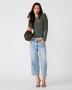 HAUT EN MAILLE SELINE VERT OLIVE FONCÉ
