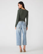 HAUT EN MAILLE SELINE VERT OLIVE FONCÉ