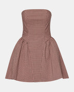 ROBE PAULINNA À CARREAUX ROSE POUDRE