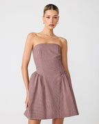 ROBE PAULINNA À CARREAUX ROSE POUDRE