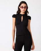 KEYHOLE TOP BLACK - BLACK / XXS