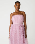 ROBE EN TULLE À VOLANTS ROSE AUBE