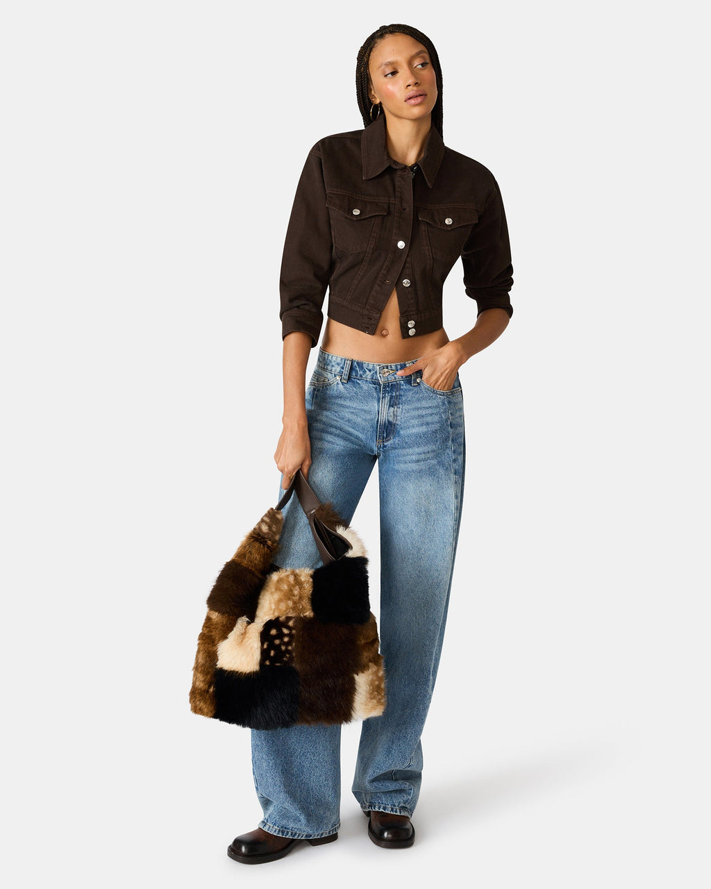 LENORES FAUX FUR BAG PATCHWORK