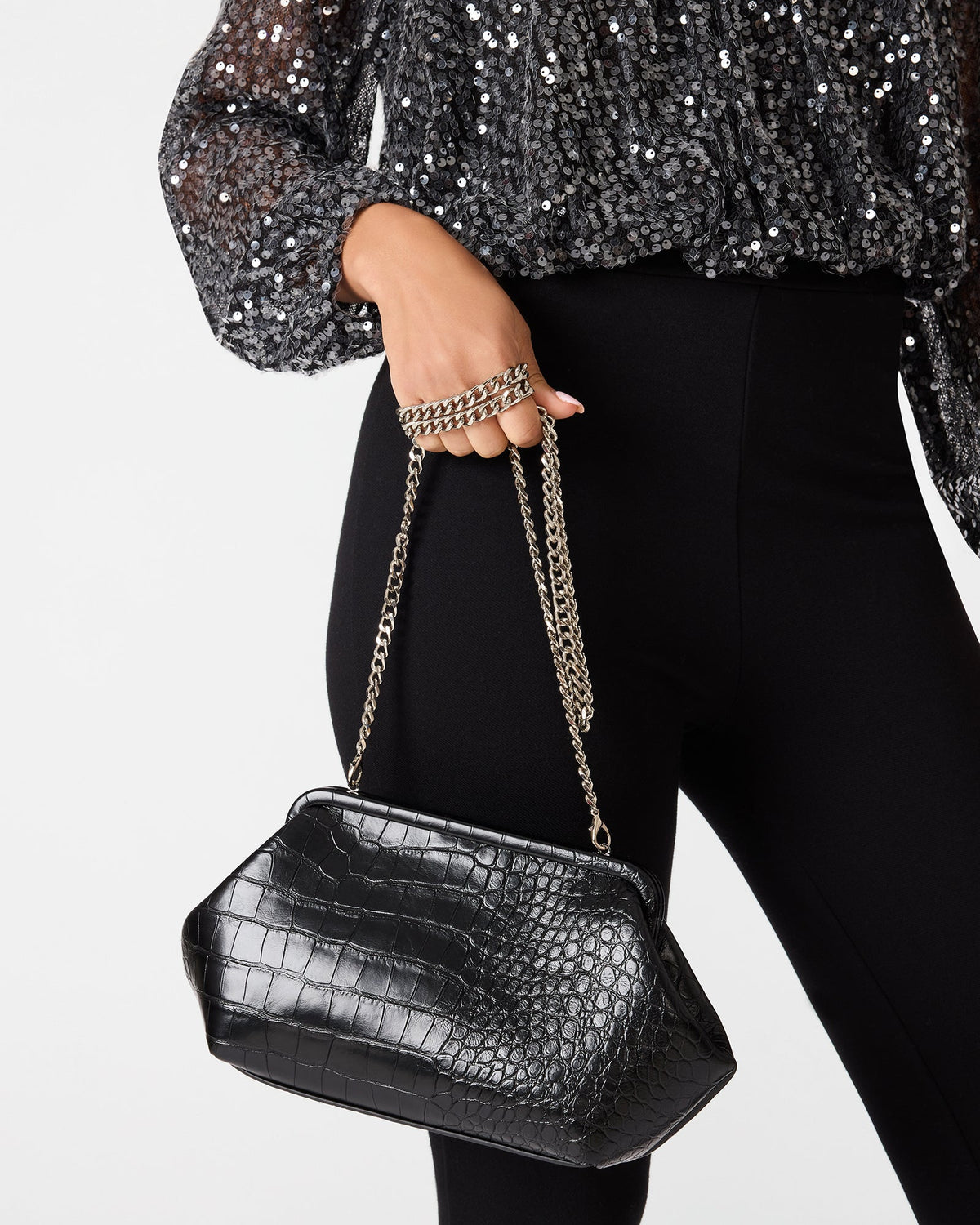 NOVAK BAG BLACK CROCODILE
