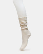 2 PACK SUPER SOFT LETTUCE EDGE SOCKS IVORY/BURGUNDY