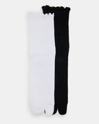 CHAUSSETTES À ORTEILS SÉPARÉS CÔTELÉES BLANC/NOIR