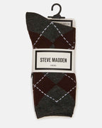 5 PACK ARGYLE DITSY FLORAL CREW SOCKS CHARCOAL MULTI