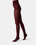 2 PACK SOLID OPAQUE TIGHTS BURGUNDY