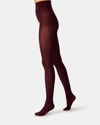 2 PACK SOLID OPAQUE TIGHTS BURGUNDY - BURGUNDY / S/M