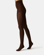 2 PACK SOLID OPAQUE TIGHTS DARK BROWN - DARK BROWN / S/M