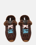AZIEL MULE FAUX FUR CHOCOLATE BROWN SUEDE