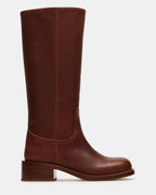 BOTTES RIGGS EN CUIR ROUILLE À MOLLETS LARGES