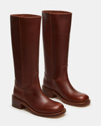 BOTTES RIGGS EN CUIR ROUILLE À MOLLETS LARGES