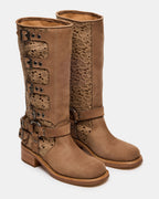 NUBUCK FAUVE À MOTIFS FLORAUX ROCKY