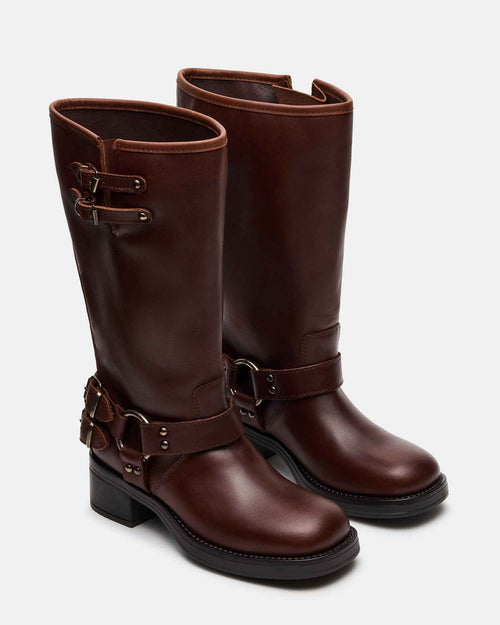ASTOR BROWN LEATHER WIDE CALF